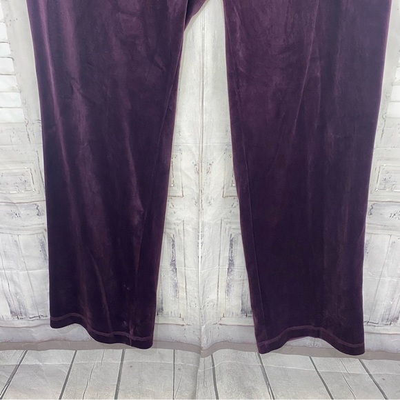Calvin Klein Size 0X Plus Pants Purple Velvet Sweatpants Elastic Ties 30" Inseam - Picture 3 of 7
